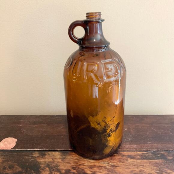 Owen Illinois 1940s Alton, IL embossed Purex brown‎ glass gallon bottle handle - Picture 1 of 9